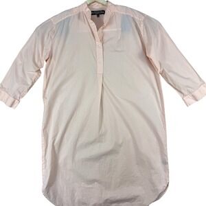 J. Peterman Marie Antoinette Peach Night Shirt Womens Large 1/4 Button Front
